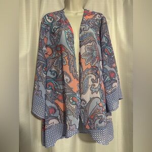 Soft Surroundings Multicolor Paisley Sheer Kimono
